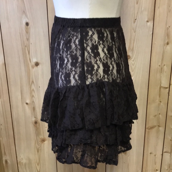 Kings Crown Collection brown tiered lace extender skirt Large layering boho - Picture 4 of 5